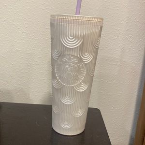 White Starbucks drink tumbler with straw. Brand new!